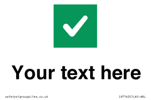 Custom plain background, green square with tick sign